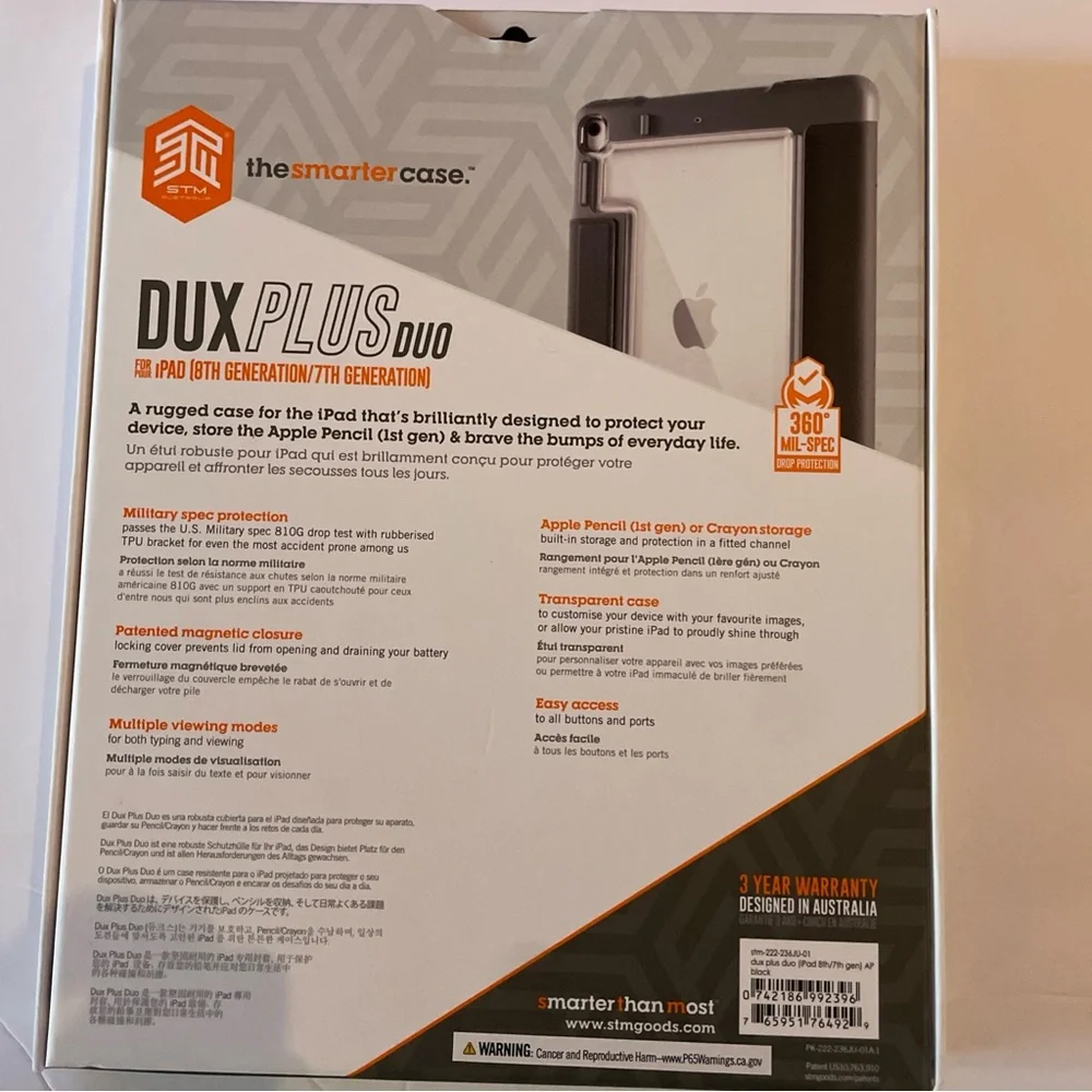 STM DUX PLUS Duo Case for iPad 7th/8th Generation *NEW* STM-222-236JU-01